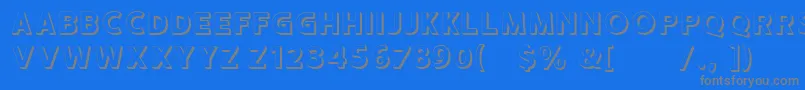 HUSTLE 2 free personal use-fontti – harmaat kirjasimet sinisellä taustalla