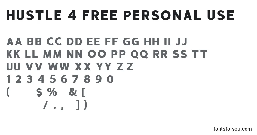 A fonte HUSTLE 4 free personal use – alfabeto, números, caracteres especiais