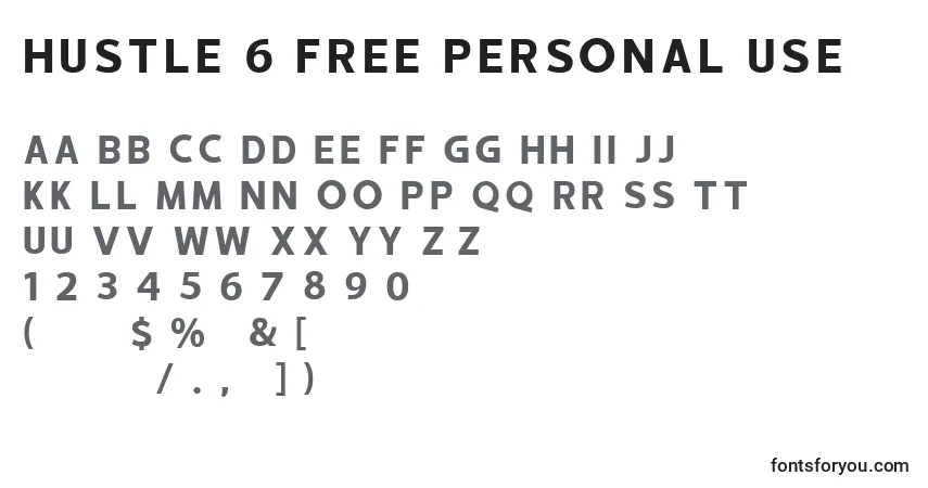 Czcionka HUSTLE 6 free personal use – alfabet, cyfry, specjalne znaki