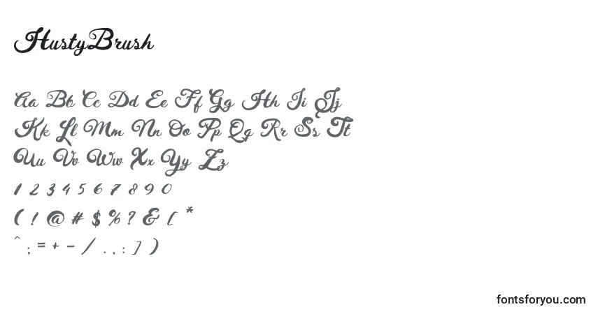 Schriftart HustyBrush – Alphabet, Zahlen, spezielle Symbole