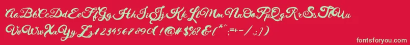 HustyBrush Font – Green Fonts on Red Background