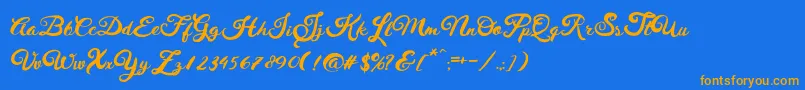 HustyBrush Font – Orange Fonts on Blue Background