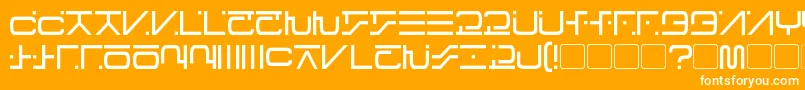 VisitorScript-Schriftart – Weiße Schriften auf orangefarbenem Hintergrund