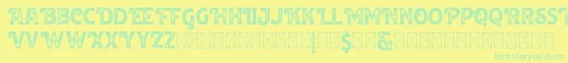 Huvet Roughfree-Schriftart – Grüne Schriften auf gelbem Hintergrund