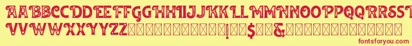 Huvet Roughfree-fontti – punaiset fontit keltaisella taustalla