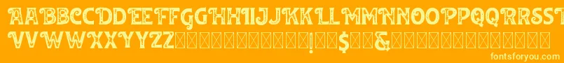 Huvet Roughfree-Schriftart – Gelbe Schriften auf orangefarbenem Hintergrund
