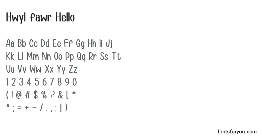 Шрифт Hwyl fawr Hello – алфавит, цифры, специальные символы