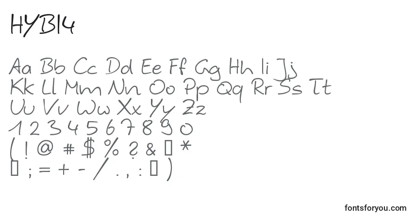 A fonte HYBI4    (130033) – alfabeto, números, caracteres especiais