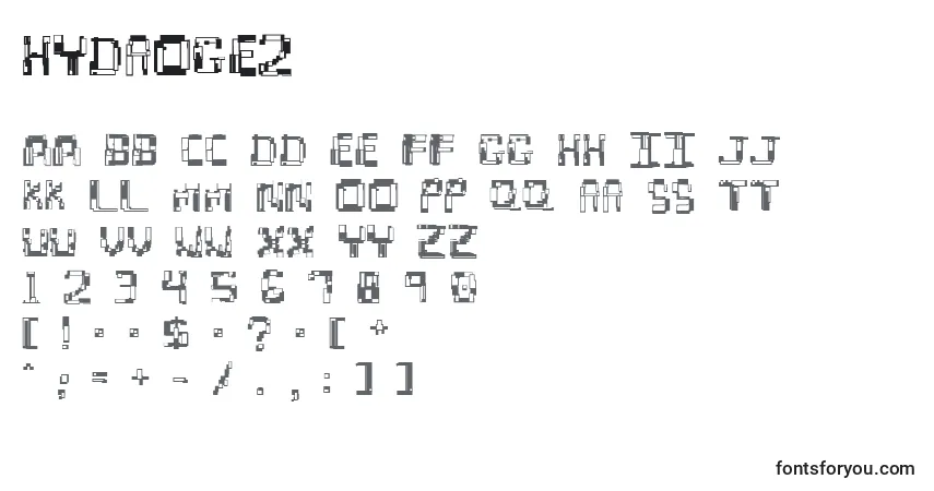 Czcionka Hydroge2 – alfabet, cyfry, specjalne znaki