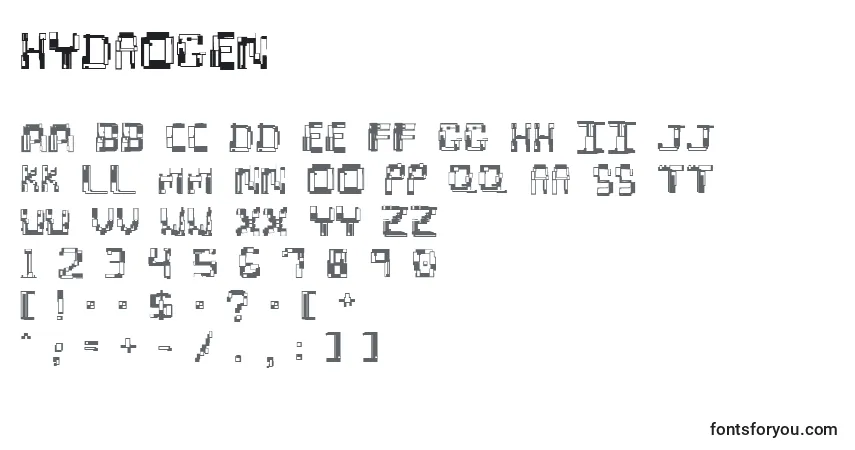 A fonte Hydrogen (130036) – alfabeto, números, caracteres especiais