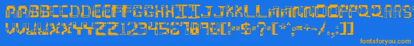 フォントhydrogen – オレンジ色の文字が青い背景にあります。