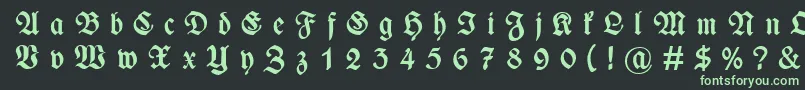 フォントWieynckfrakturGesperrtfettunz1l – 黒い背景に緑の文字