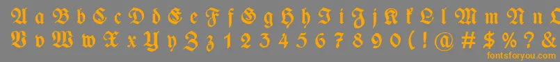Weitere Informationen zur WieynckfrakturGesperrtfettunz1l-Schriftart WieynckfrakturGesperrtfettunz1l-Schriftart – Orangefarbene Schriften auf grauem Hintergrund