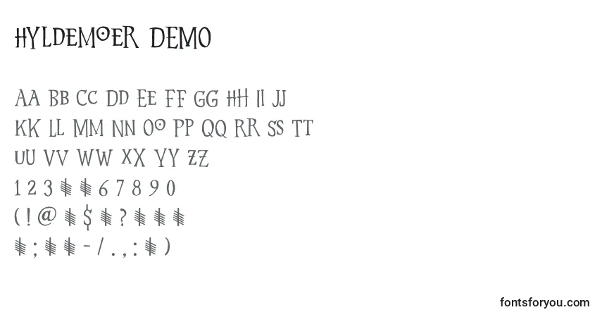 Шрифт Hyldemoer DEMO – алфавит, цифры, специальные символы