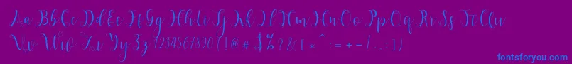 フォントHypatia – 紫色の背景に青い文字