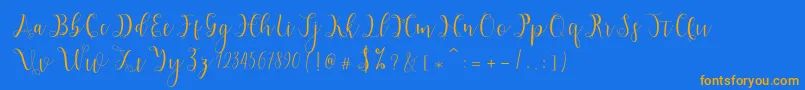 フォントHypatia – オレンジ色の文字が青い背景にあります。