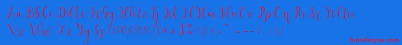 Hypatia Font – Red Fonts on Blue Background