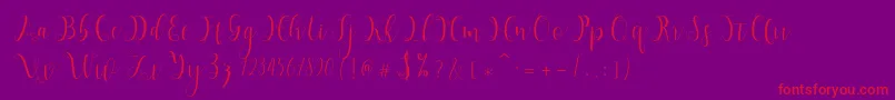 Hypatia-Schriftart – Rote Schriften auf violettem Hintergrund