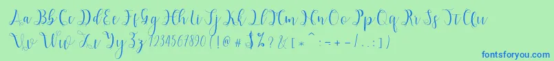 Hypatia Font – Blue Fonts on Green Background