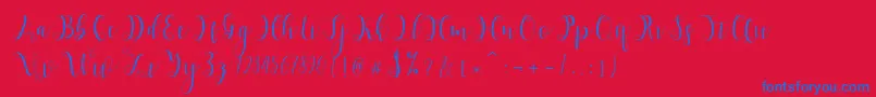 Hypatia-Schriftart – Blaue Schriften auf rotem Hintergrund