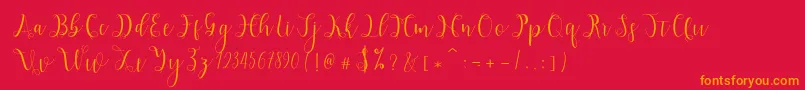 フォントHypatia – 赤い背景にオレンジの文字