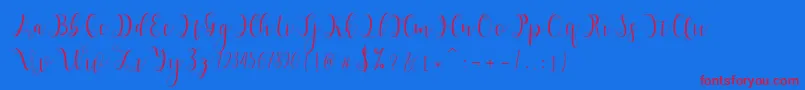 Hypatia Font – Red Fonts on Blue Background