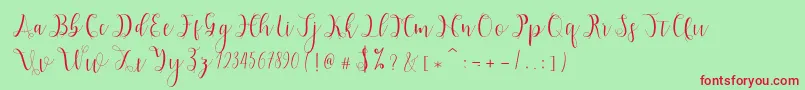 Hypatia Font – Red Fonts on Green Background