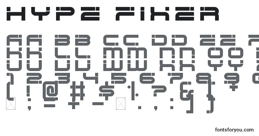 Hype fixer-fontti – aakkoset, numerot, erikoismerkit