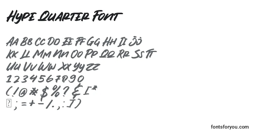 A fonte Hype Quarter Font – alfabeto, números, caracteres especiais