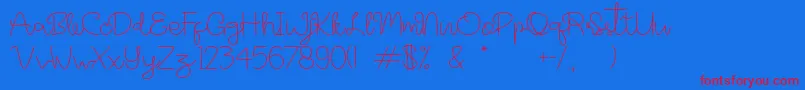 Hyper Script Demo Font – Red Fonts on Blue Background