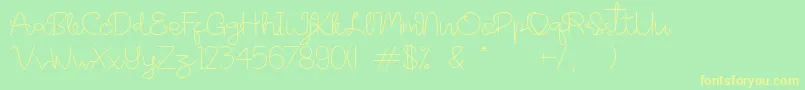 Hyper Script Demo-Schriftart – Gelbe Schriften auf grünem Hintergrund