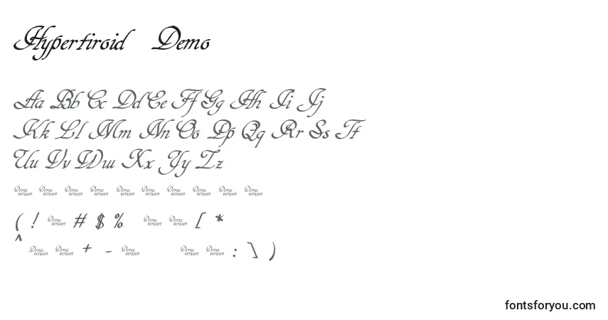 Шрифт Hypertiroid   Demo – алфавит, цифры, специальные символы