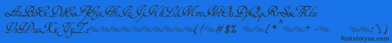 Hypertiroid   Demo-Schriftart – Schwarze Schriften auf blauem Hintergrund