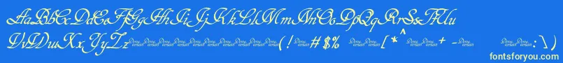 Hypertiroid   Demo-Schriftart – Gelbe Schriften auf blauem Hintergrund