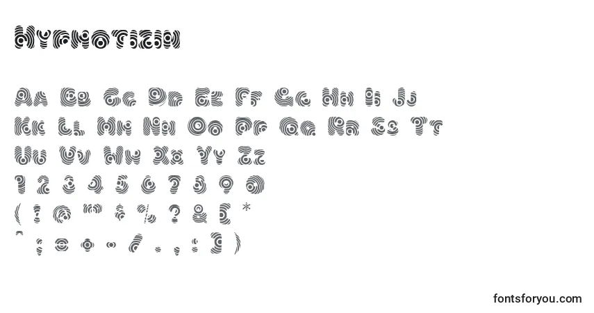 Schriftart Hypmotizin (130048) – Alphabet, Zahlen, spezielle Symbole