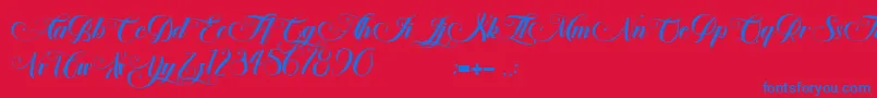 Hypnotica-Schriftart – Blaue Schriften auf rotem Hintergrund