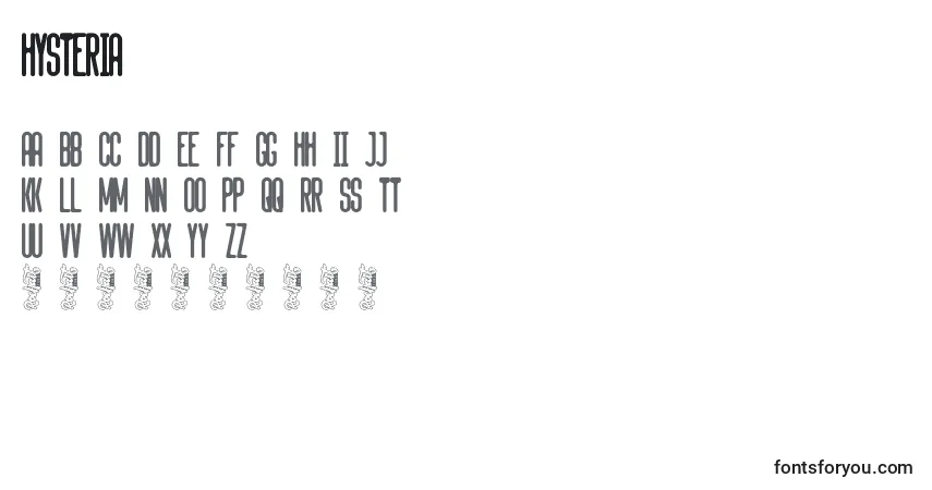 Шрифт Hysteria – алфавит, цифры, специальные символы