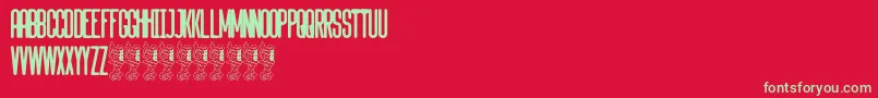 Fonte Hysteria – fontes verdes em um fundo vermelho