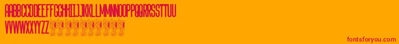 Hysteria-Schriftart – Rote Schriften auf orangefarbenem Hintergrund