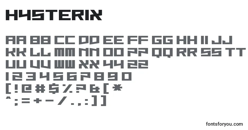 Hysterix (130052)-fontti – aakkoset, numerot, erikoismerkit