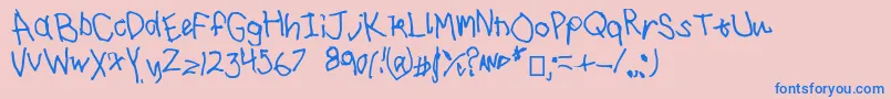 I drawed this Font – Blue Fonts on Pink Background