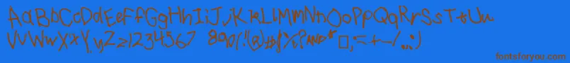 I drawed this-Schriftart – Braune Schriften auf blauem Hintergrund