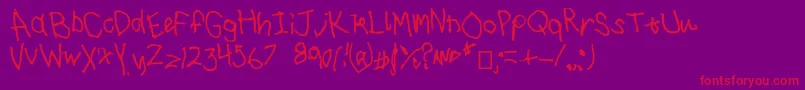 I drawed this-Schriftart – Rote Schriften auf violettem Hintergrund