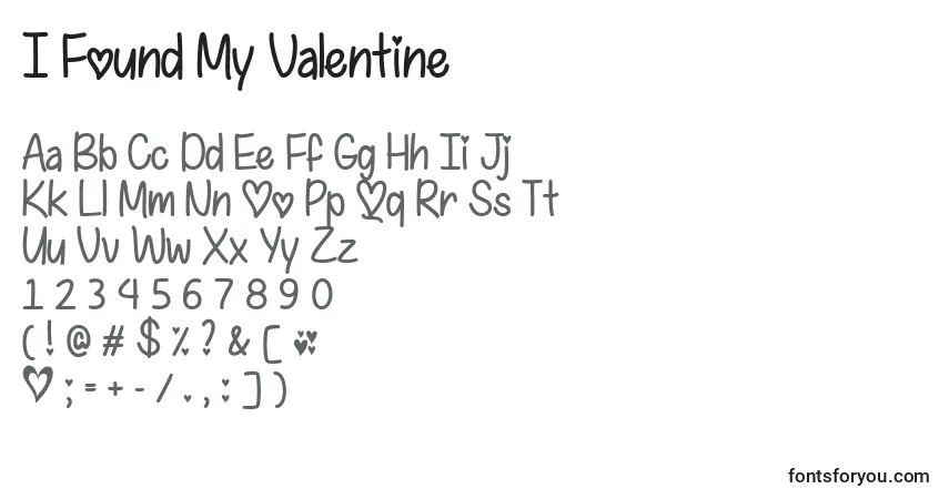 Шрифт I Found My Valentine   (130056) – алфавит, цифры, специальные символы
