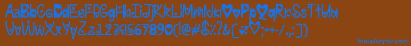 I Found My Valentine Hearted   Font – Blue Fonts on Brown Background