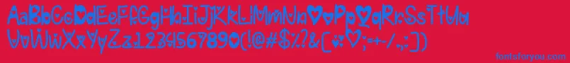 I Found My Valentine Hearted   Font – Blue Fonts on Red Background