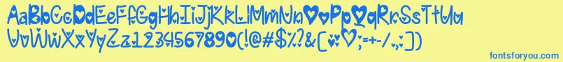 I Found My Valentine Hearted   Font – Blue Fonts on Yellow Background