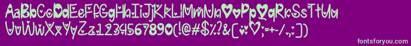 I Found My Valentine Hearted   Font – Green Fonts on Purple Background