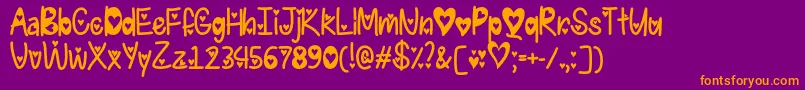 I Found My Valentine Hearted   Font – Orange Fonts on Purple Background