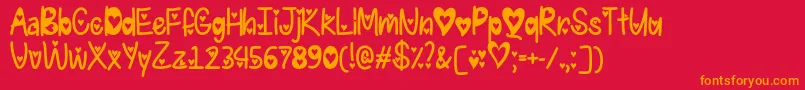 I Found My Valentine Hearted   Font – Orange Fonts on Red Background